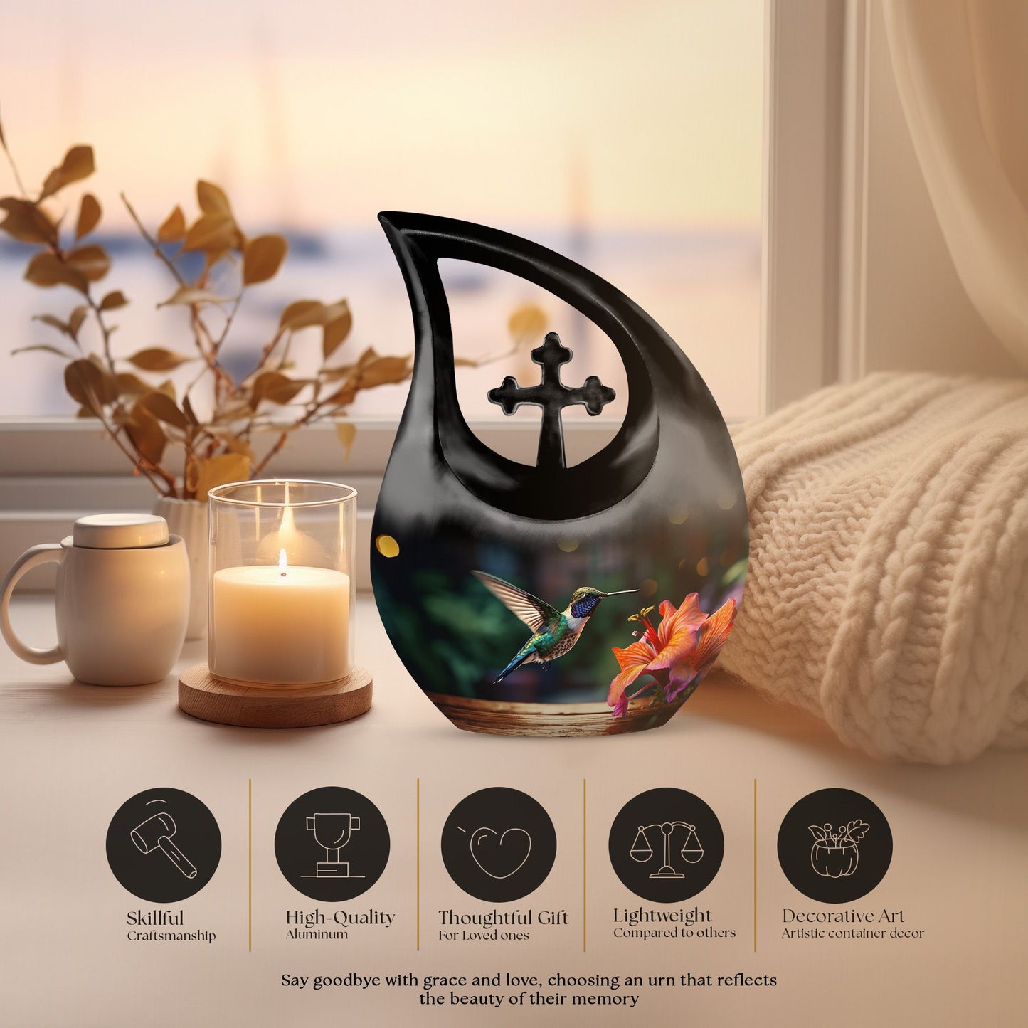10-inch aluminium Hummingbird Urn