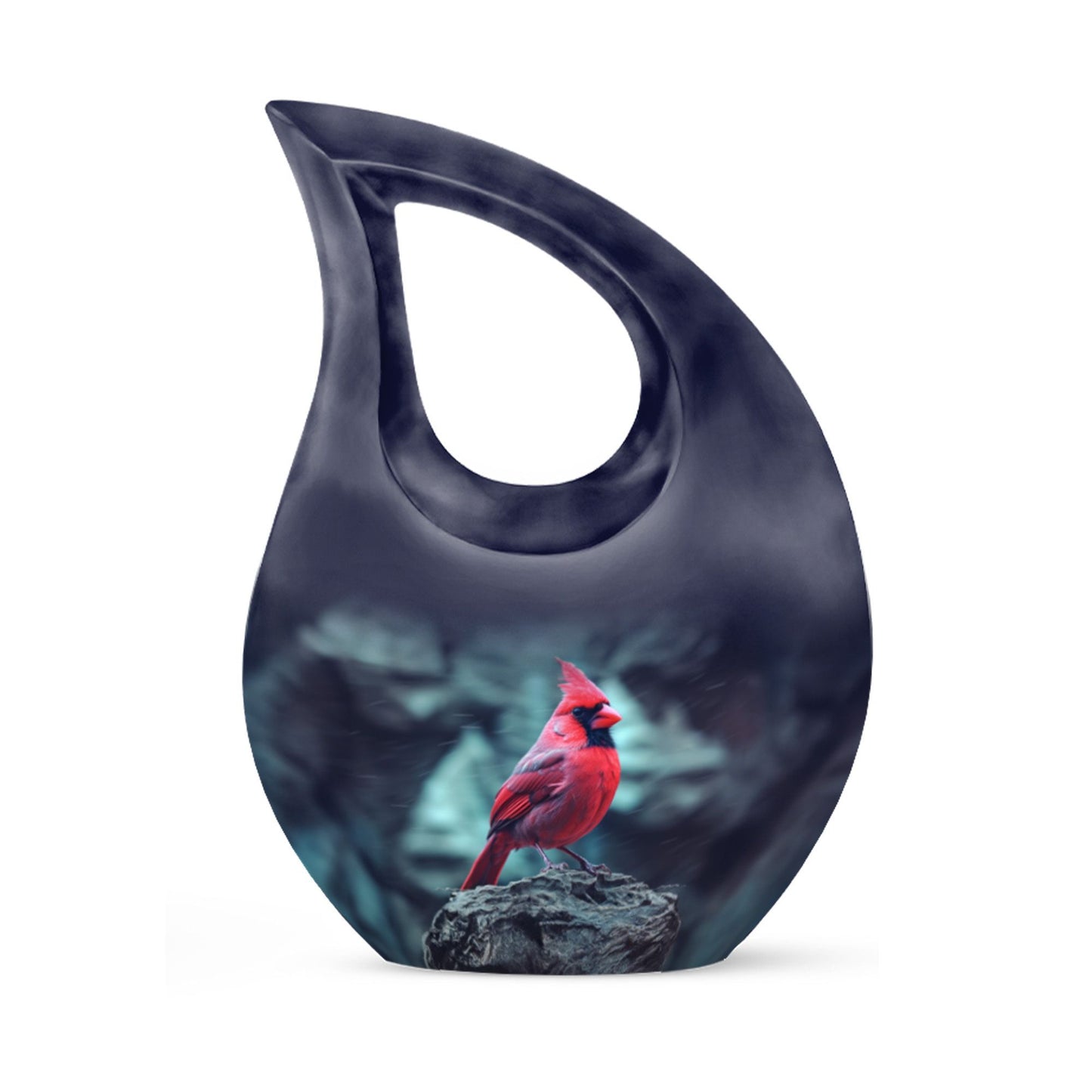 10-inch Cardinal Bird themed Cross Drop Urn