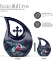 10-inch Cardinal Bird themed Cross Drop Urn