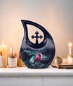 10-inch Cardinal Bird themed Cross Drop Urn