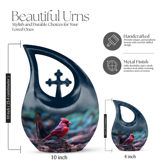10 Inch Cardinal Bird Urn,