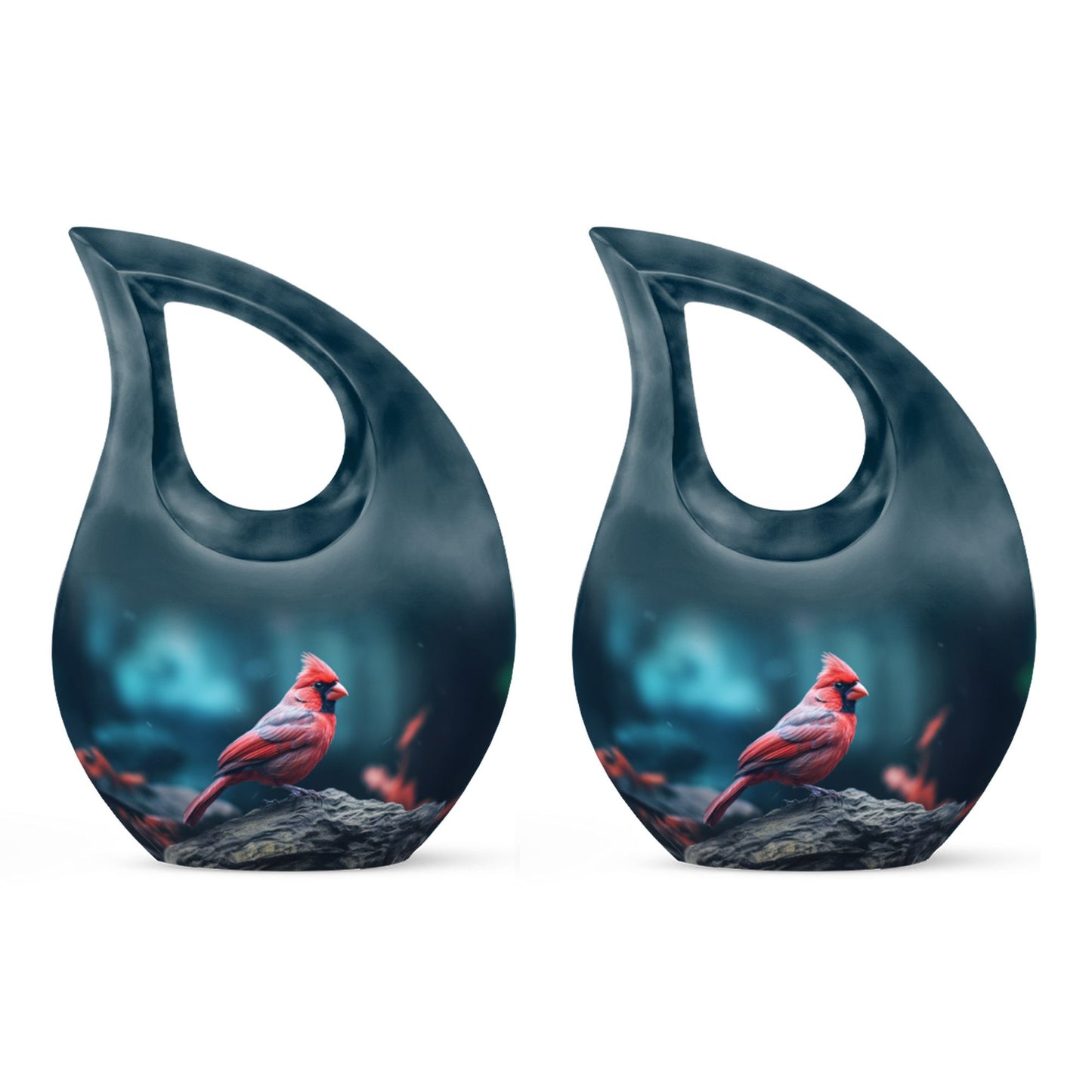 Cardinal Bird themed Cross Drop design memorial urn