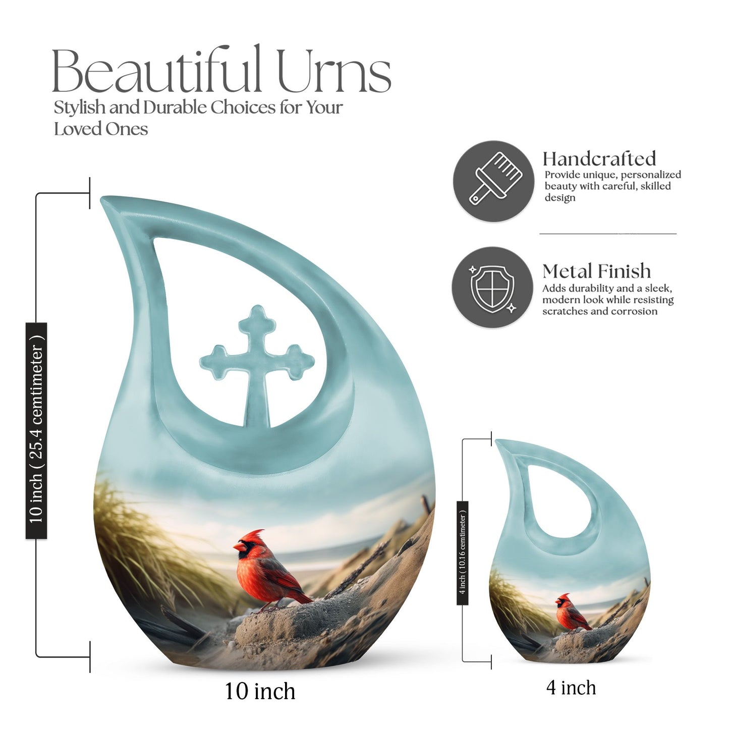 10-inch Cardinal Bird Urn