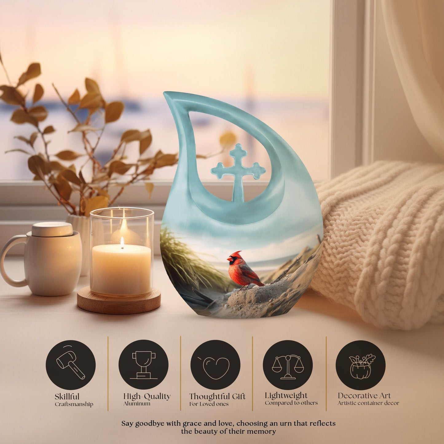 10-inch Cardinal Bird Urn