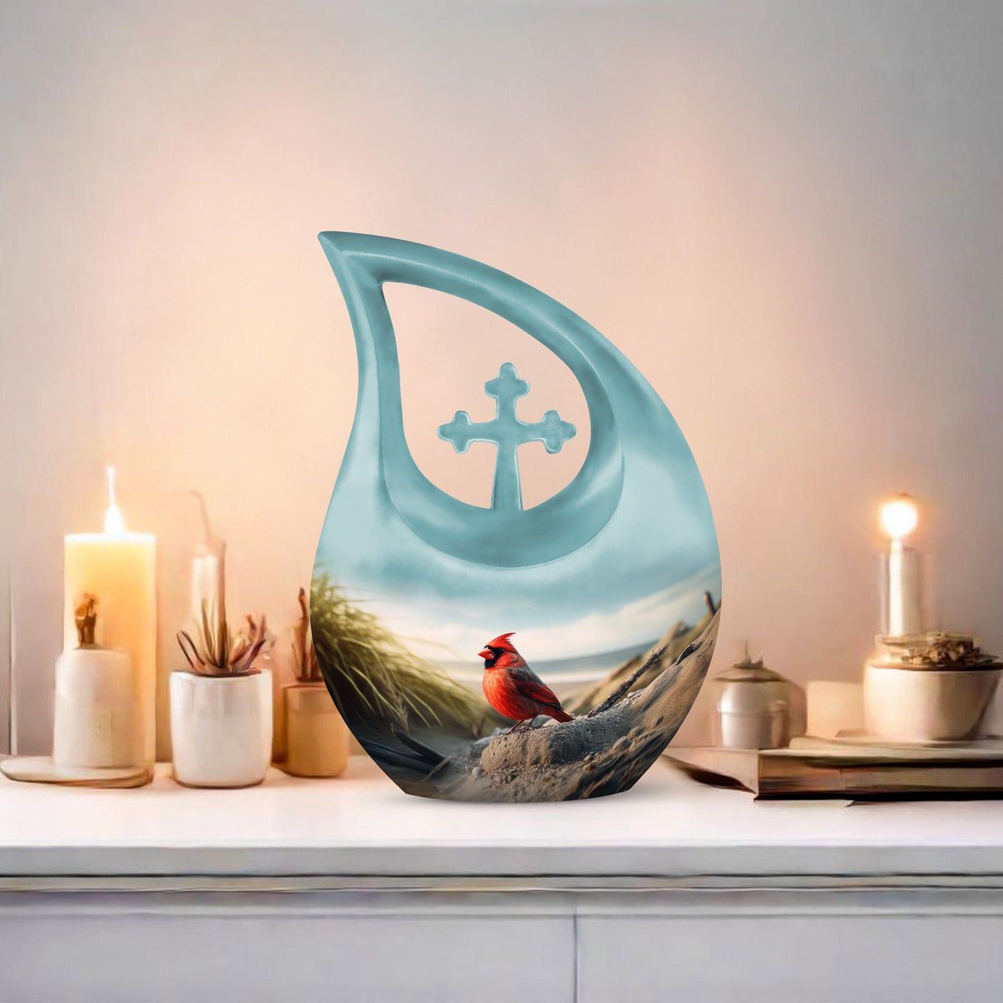 10-inch Cardinal Bird Urn