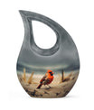 Cardinal Bird themed Cross Drop urn 