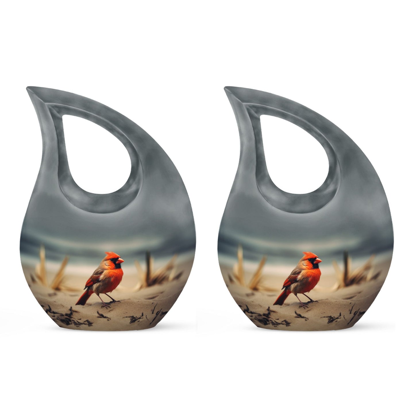 Cardinal Bird themed Cross Drop urn 