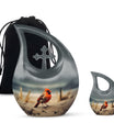 Cardinal Bird themed Cross Drop urn 