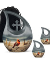 Cardinal Bird themed Cross Drop urn 