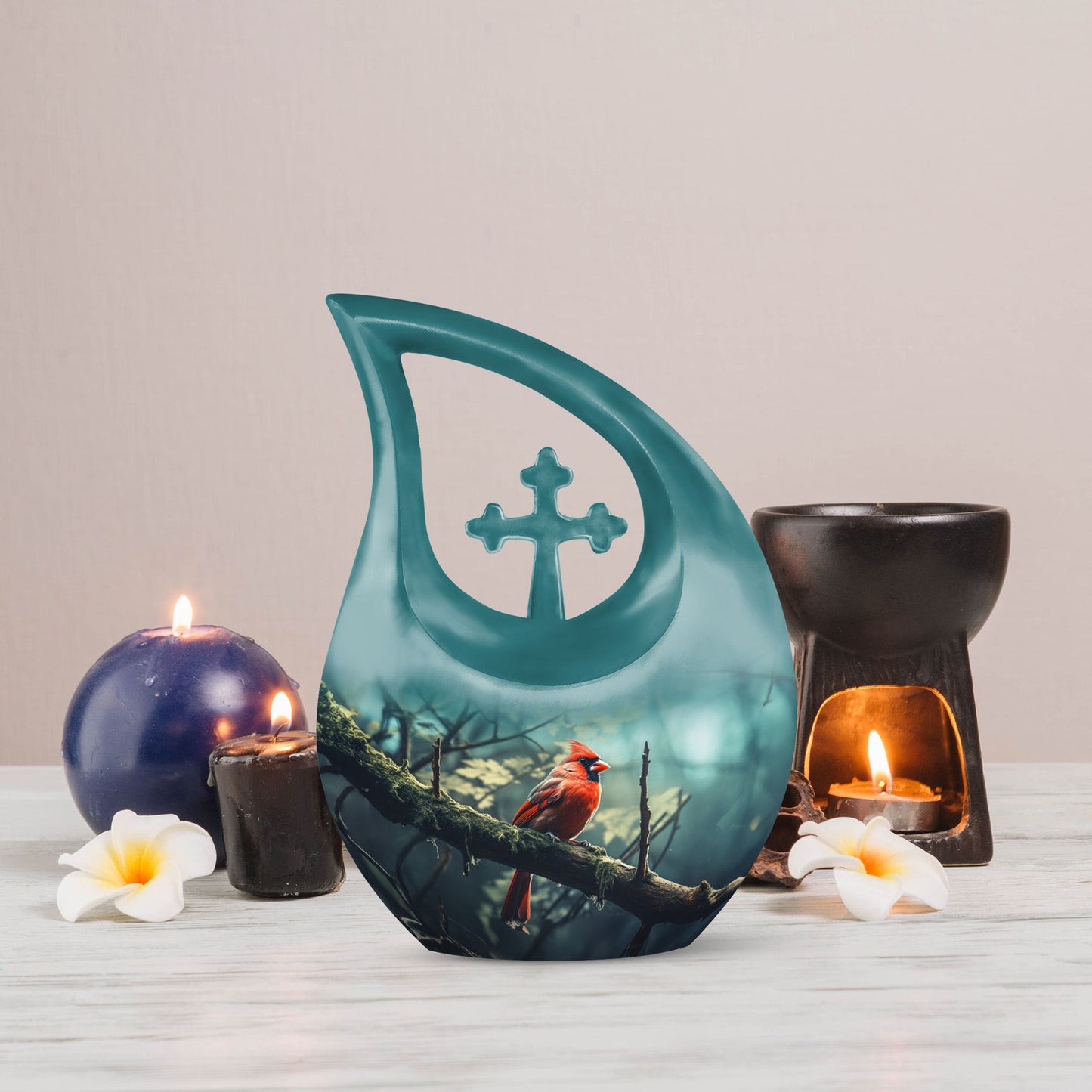 10-inch Cardinal Bird Urn