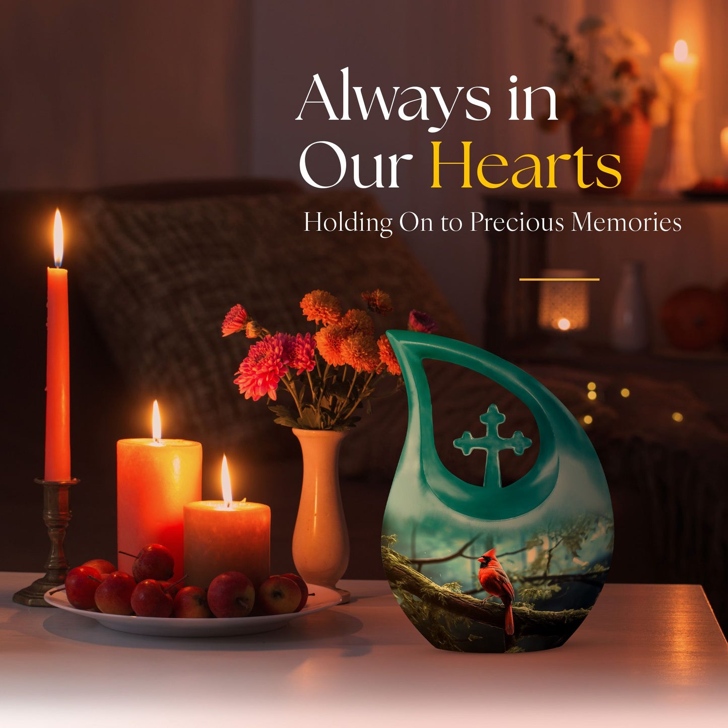 10-inch Cardinal Bird Urn 