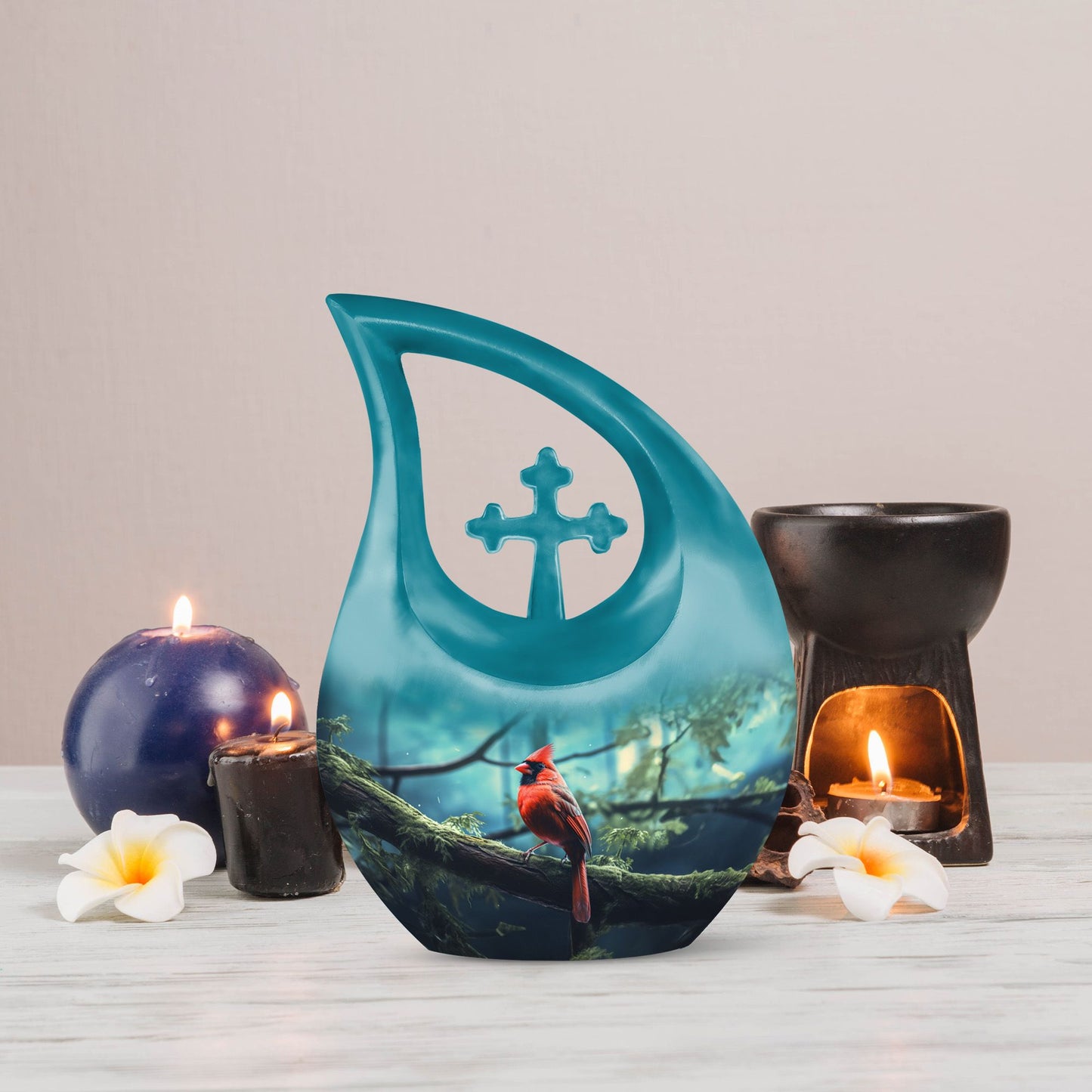 10-inch Cardinal Bird Urn 