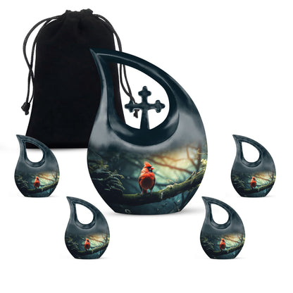 Cross Drop design Cardinal Bird Urn 