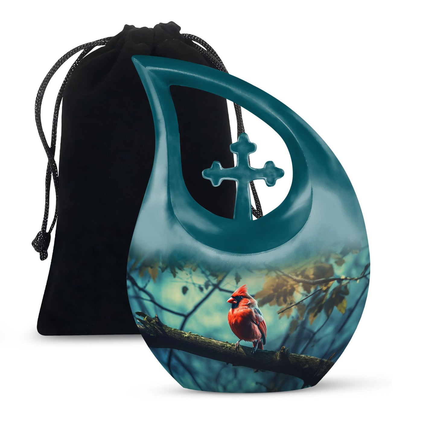 Cardinal Bird-themed Cross Drop Flying Bird Urn