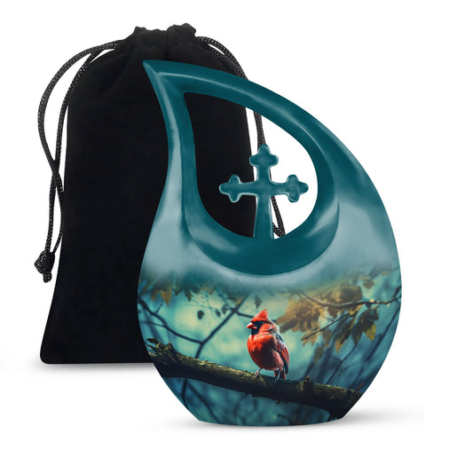 Cardinal Bird-themed Cross Drop Flying Bird Urn