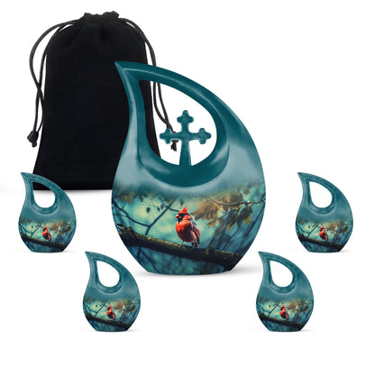 Cardinal Bird-themed Cross Drop Flying Bird Urn