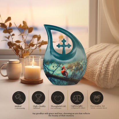 Cardinal Bird-themed Cross Drop Flying Bird Urn