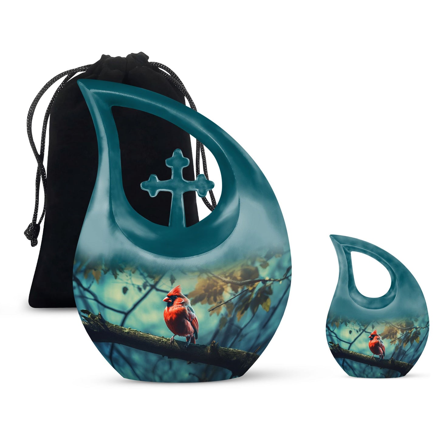 Cardinal Bird-themed Cross Drop Flying Bird Urn