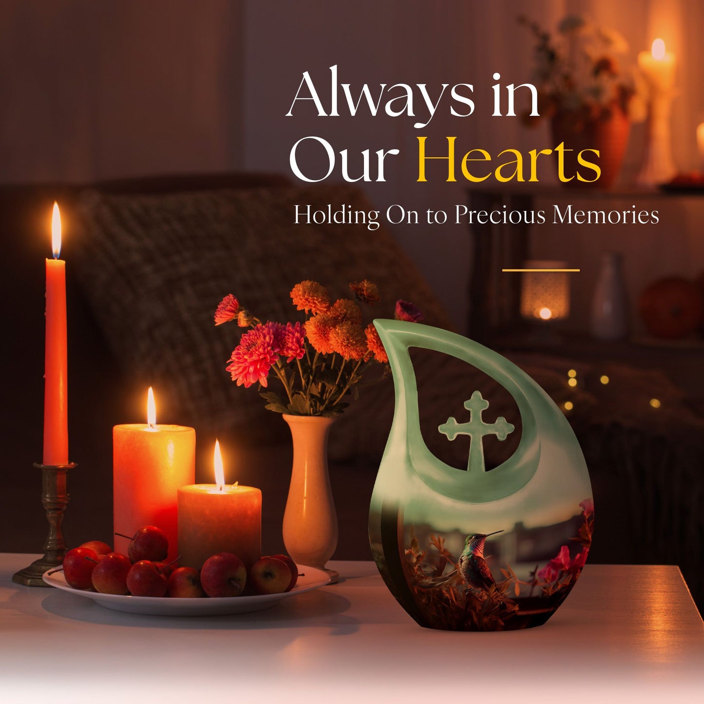 10-inch Wooden Hummingbird Urn
