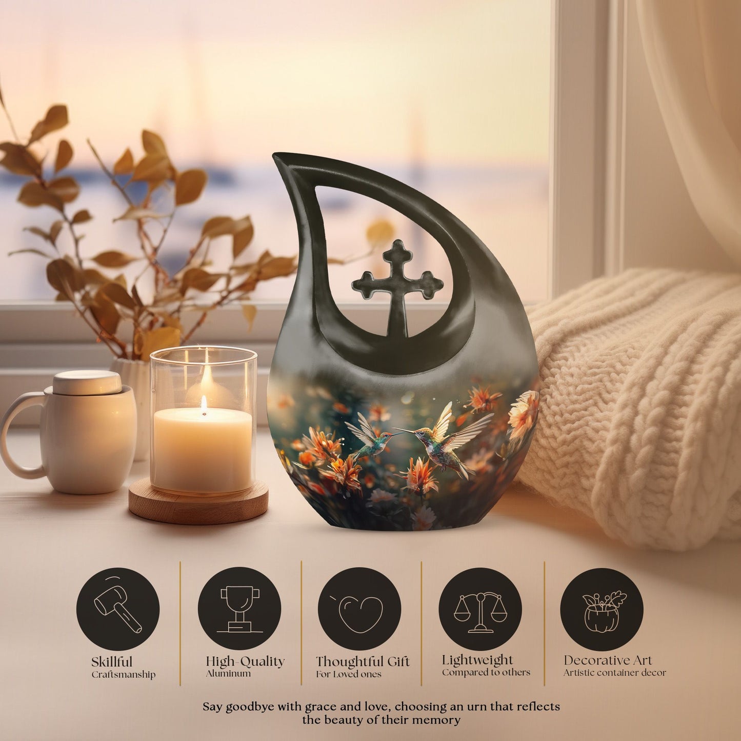 10-inch Aluminium Humming Bird Urn