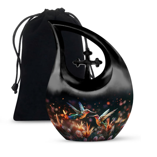 10 Inch Personalized Cross Drop Humming Bird Urn 