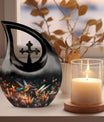 10 Inch Personalized Cross Drop Humming Bird Urn 