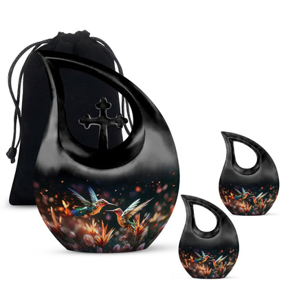 10 Inch Personalized Cross Drop Humming Bird Urn 