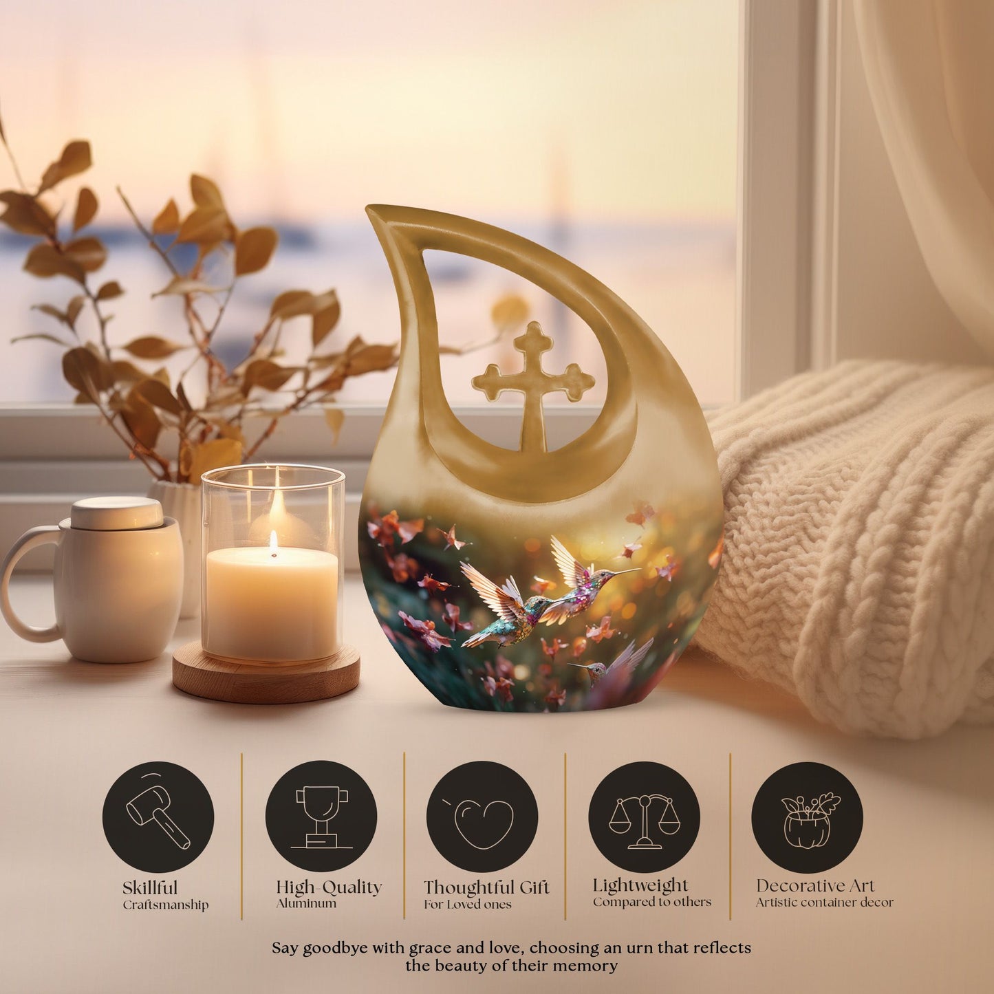 10-inch aluminium Humming Bird Urn