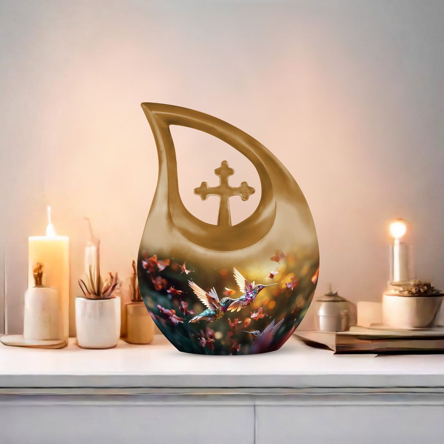 10-inch aluminium Humming Bird Urn