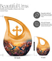 10-inch Humming Bird themed Cross Drop memorial urn