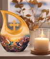 10-inch Humming Bird themed Cross Drop memorial urn