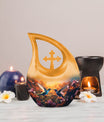 10-inch Humming Bird themed Cross Drop memorial urn