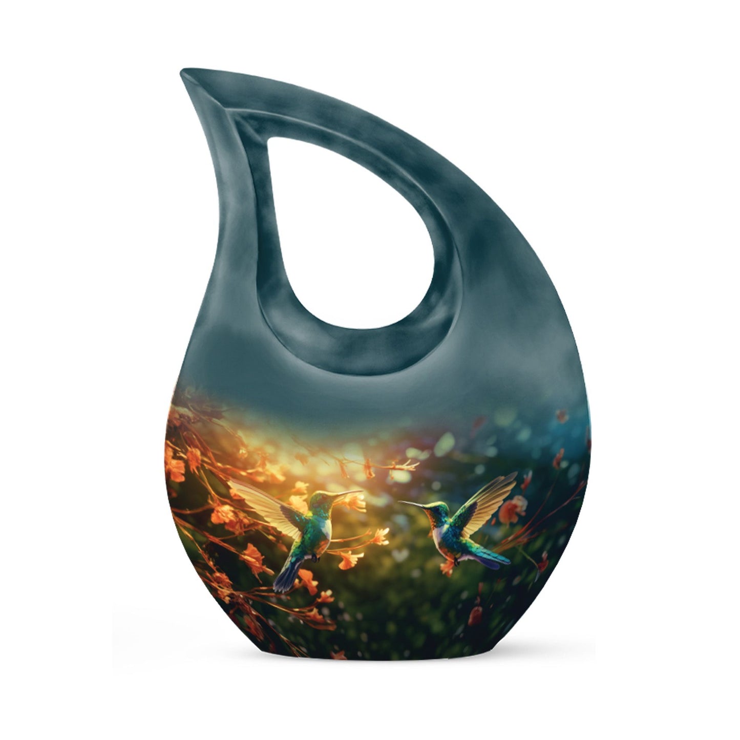 Large 10-inch Humming Bird-themed Memorial Urn 