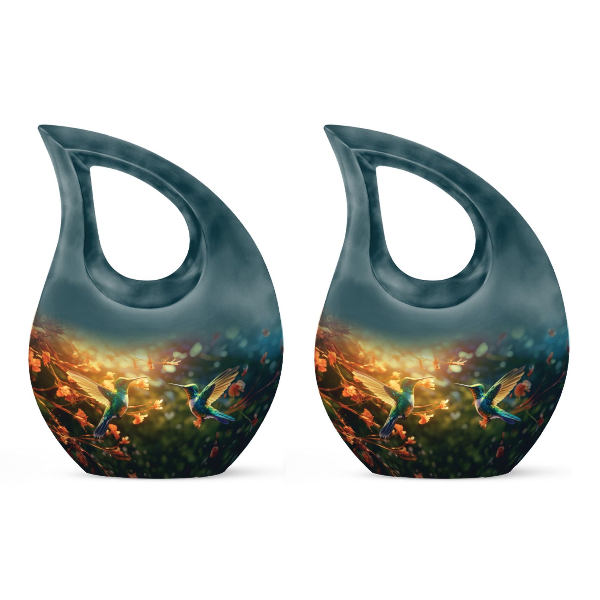 Large 10-inch Humming Bird-themed Memorial Urn 