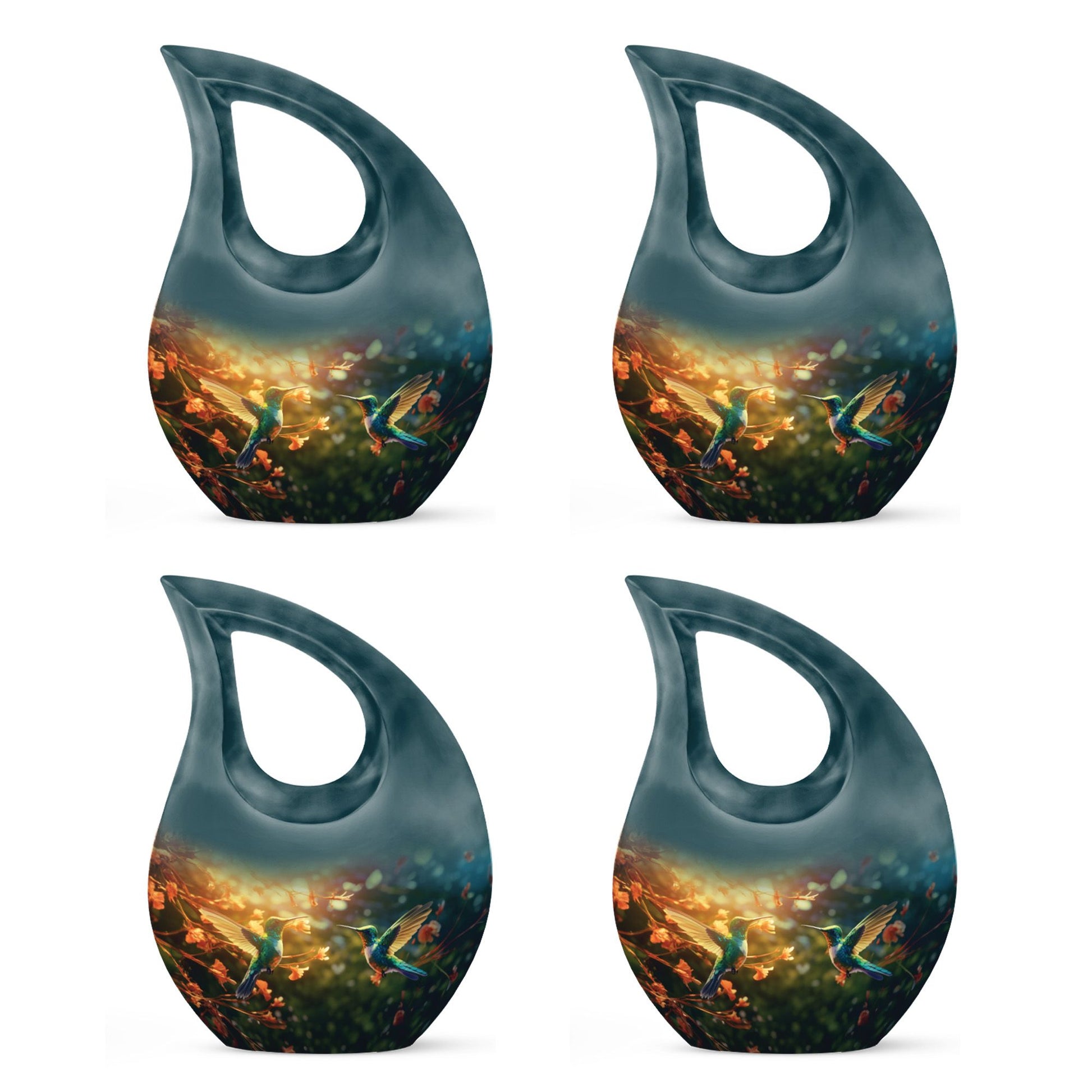 Large 10-inch Humming Bird-themed Memorial Urn 