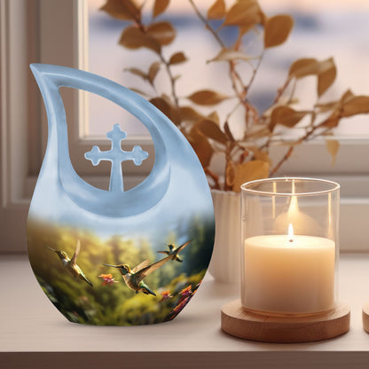 10-inch Humming Bird Cross Drop urn