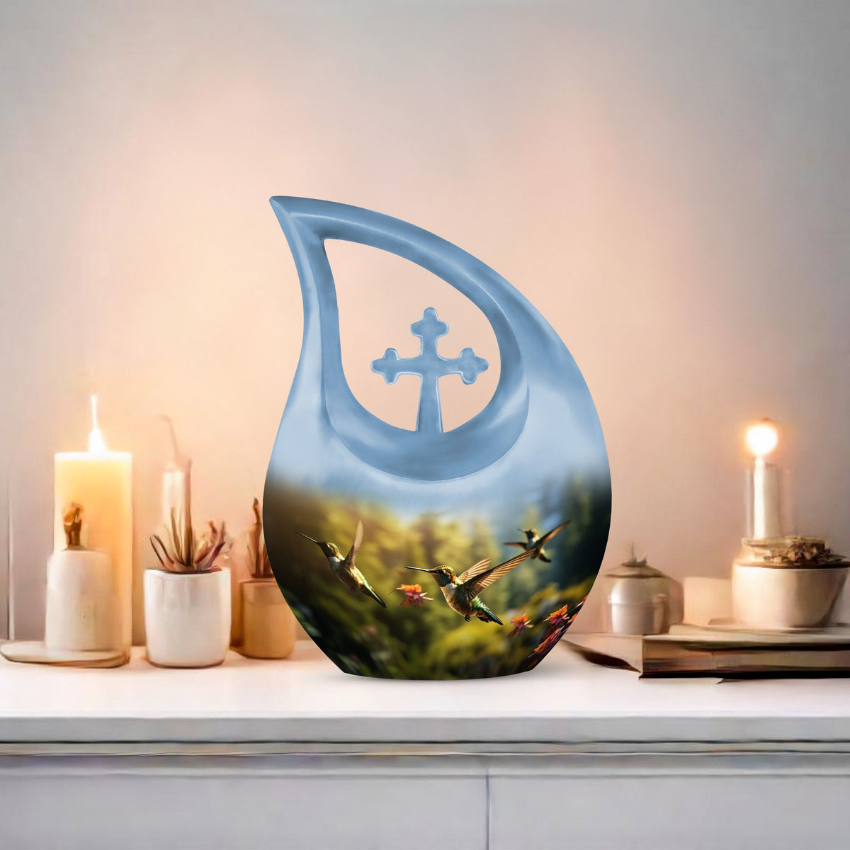 10-inch Humming Bird Cross Drop urn