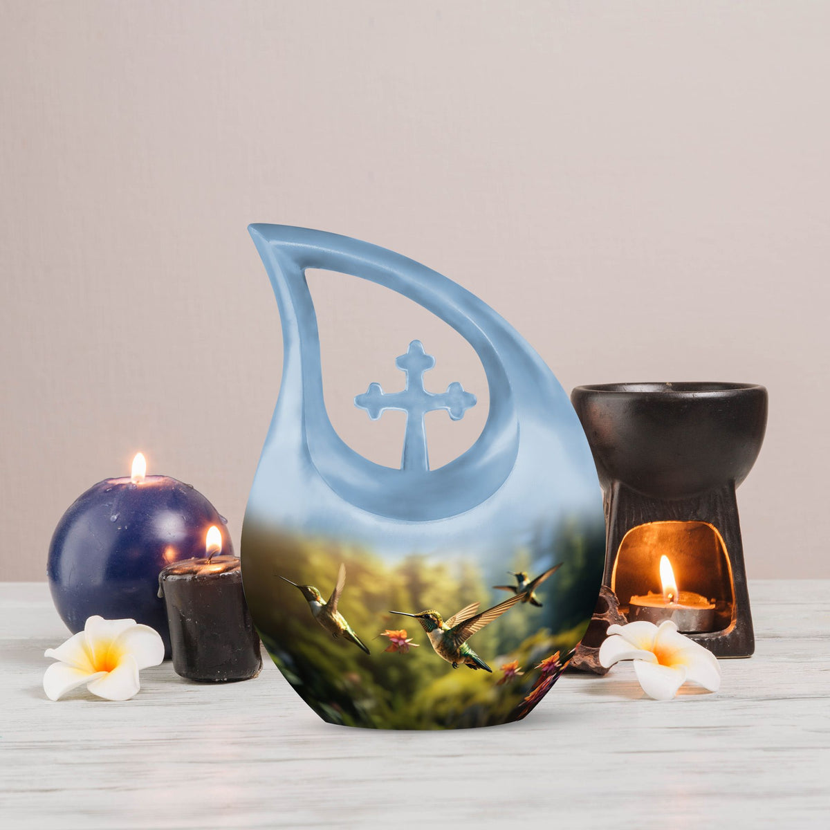 10-inch Humming Bird Cross Drop urn