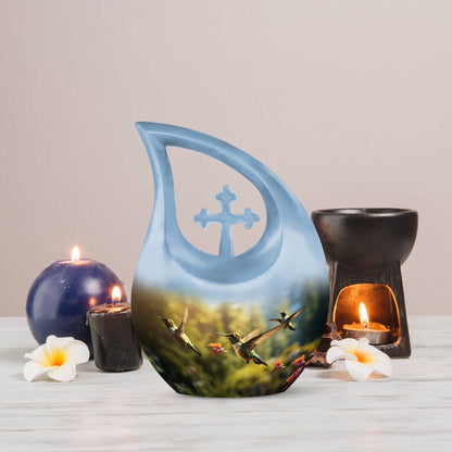 10-inch Humming Bird Cross Drop urn