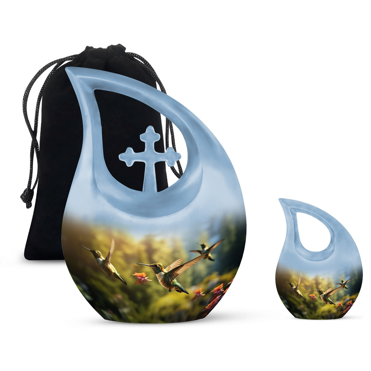 10-inch Humming Bird Cross Drop urn