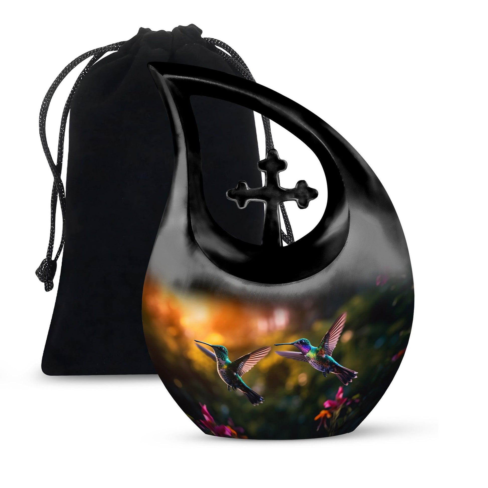 10 Inch Blue Hummingbird Urn