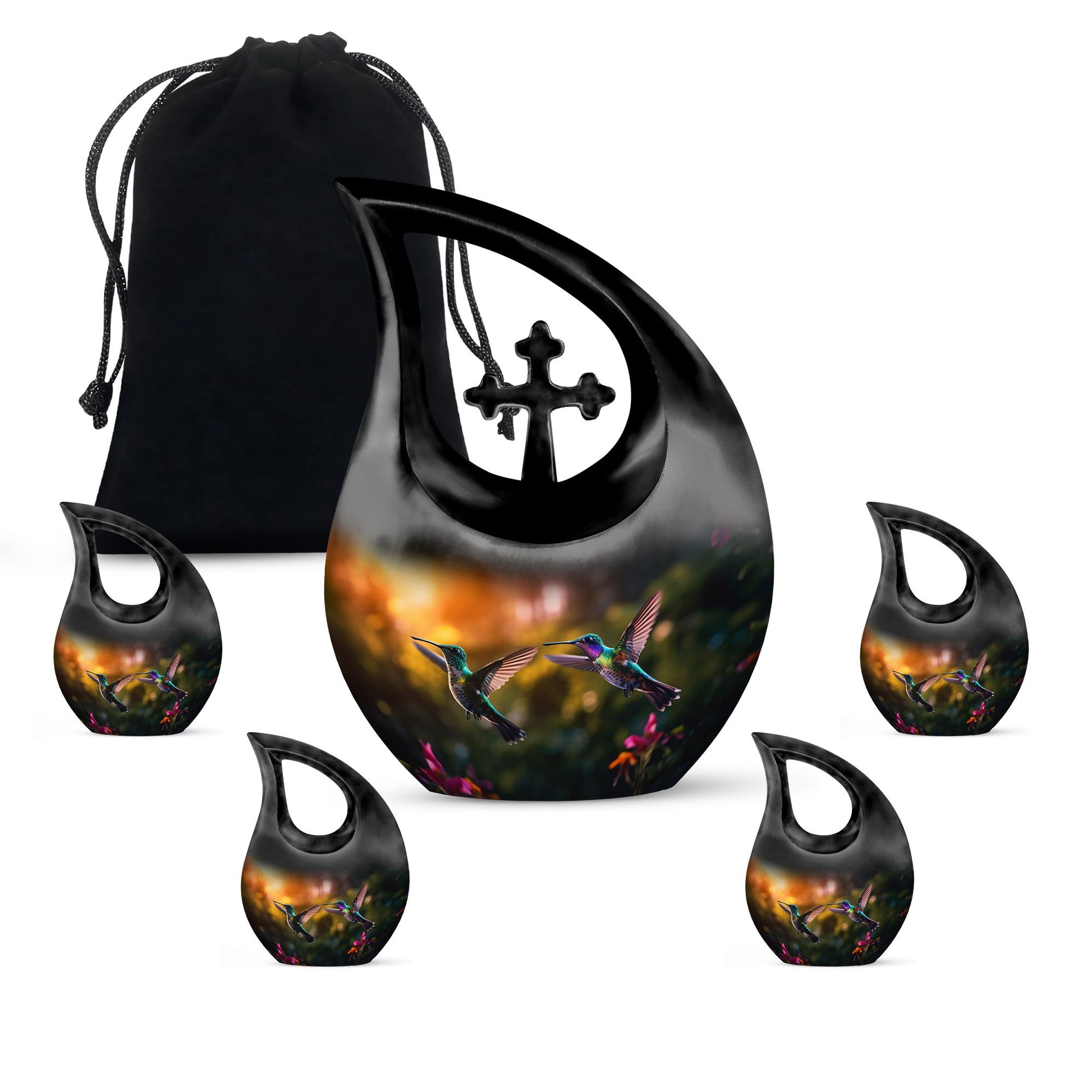 10 Inch Blue Hummingbird Urn