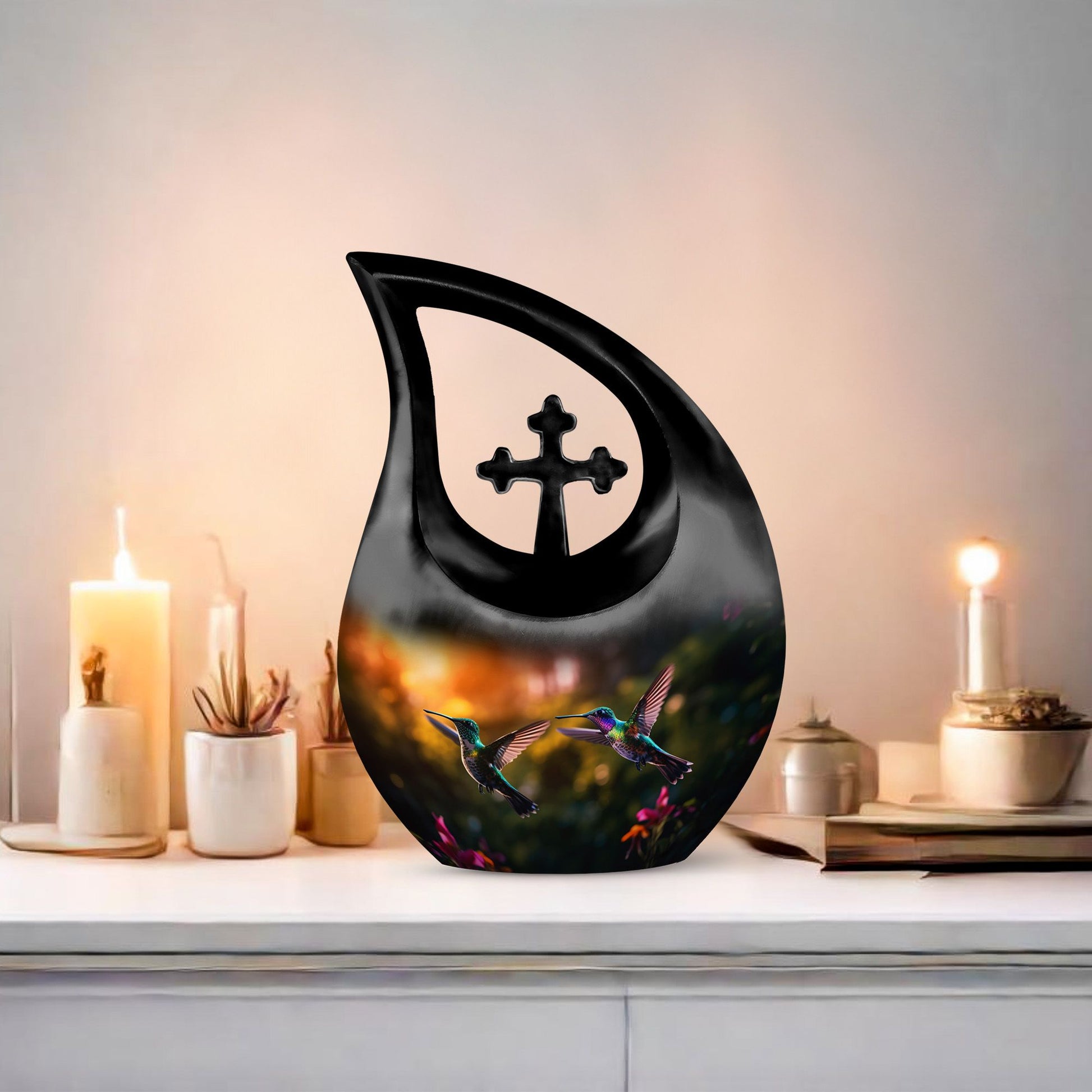 10 Inch Blue Hummingbird Urn