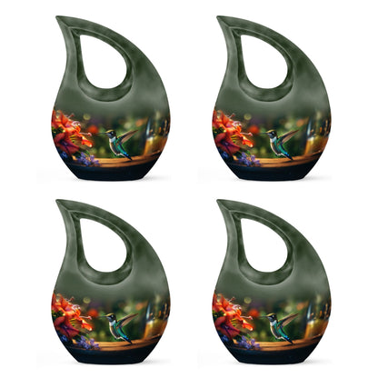 10-inch Wooden Humming Bird Urn, 