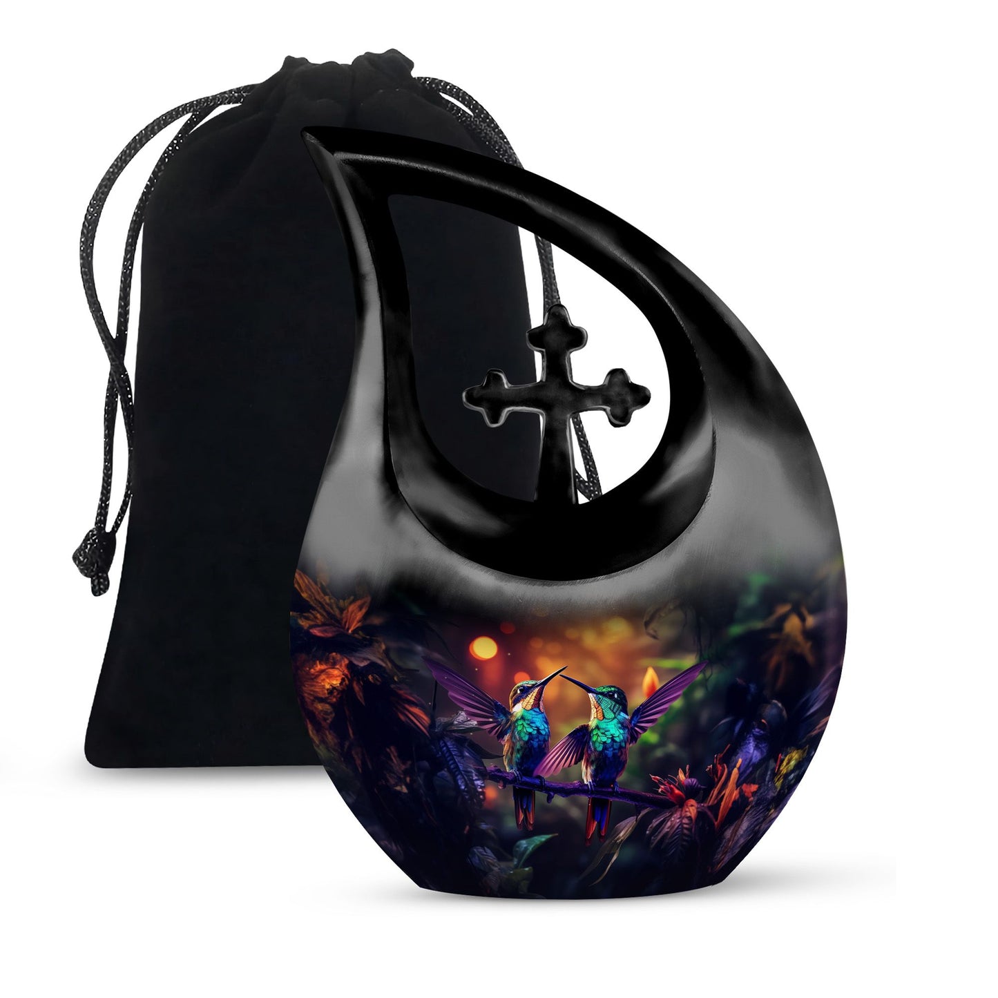 10-inch Humming Bird Cross Drop Cremation Urn