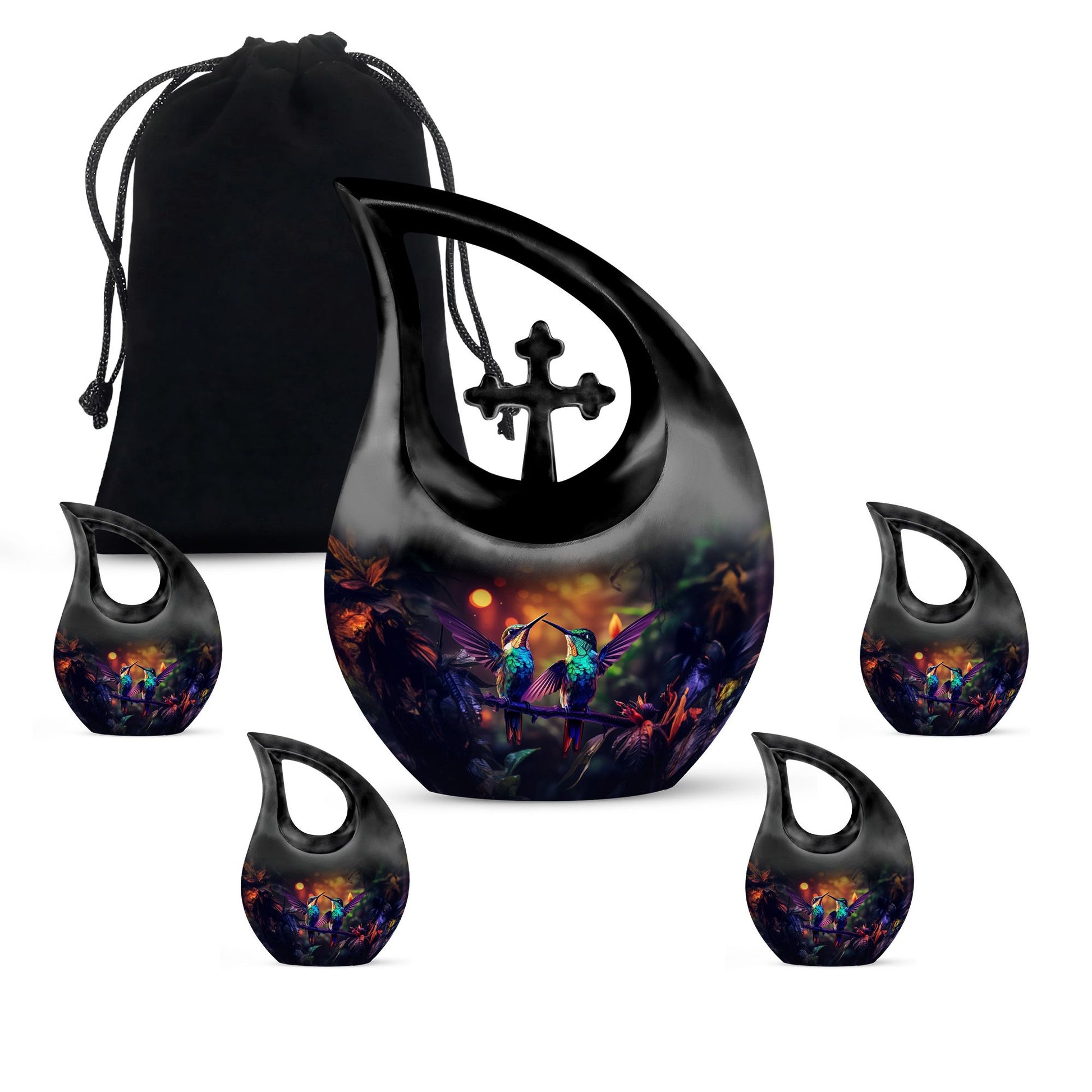 10-inch Humming Bird Cross Drop Cremation Urn