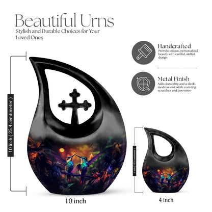 10-inch Humming Bird Cross Drop Cremation Urn
