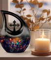 10-inch Humming Bird Cross Drop Cremation Urn