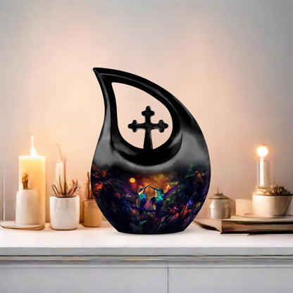 10-inch Humming Bird Cross Drop Cremation Urn