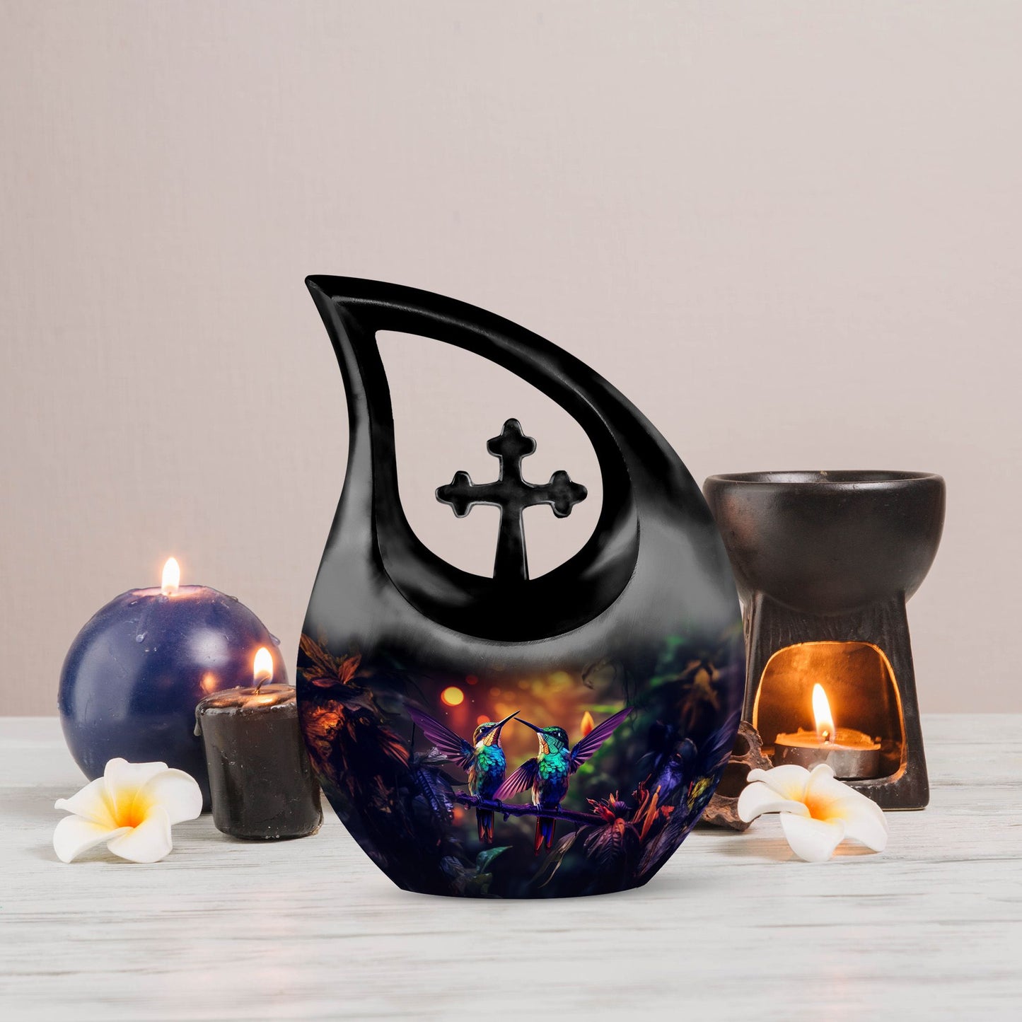 10-inch Humming Bird Cross Drop Cremation Urn